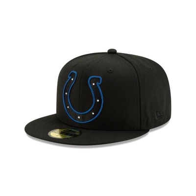 Black Indianapolis Colts Hat - New Era NFL NFL Logo Elements 2.0 59FIFTY Fitted Caps USA6572093